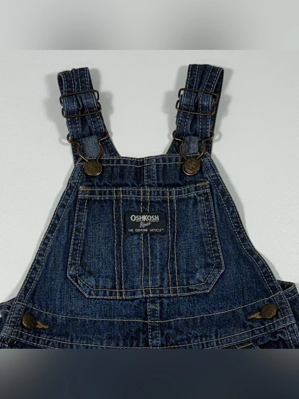 OshKosh B’gosh Boys 18M Denim Shortalls Blue Cotton Overalls Shorts